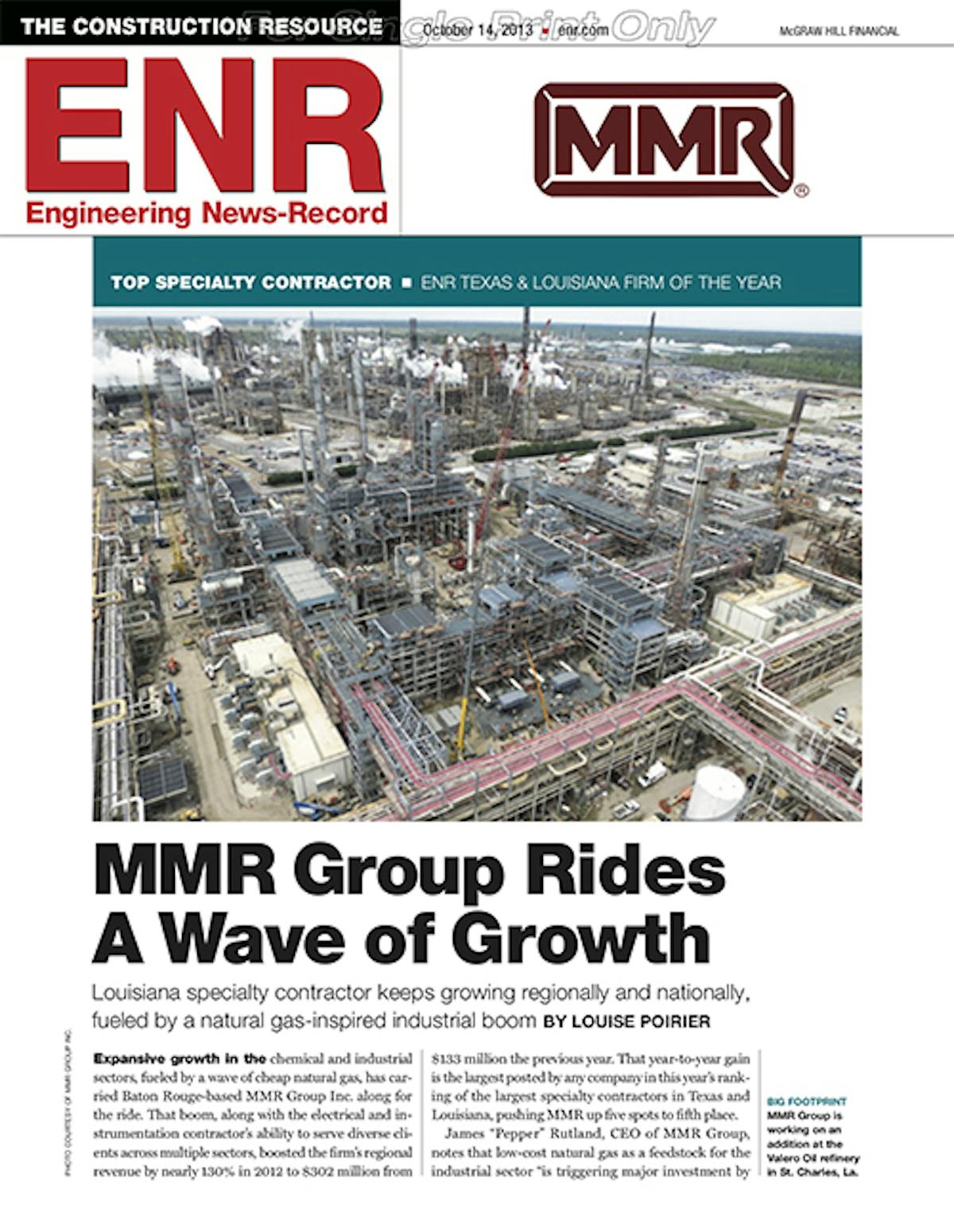 MMR Named Texas/Louisiana ENR's 2013 Specialty Contractor of the Year